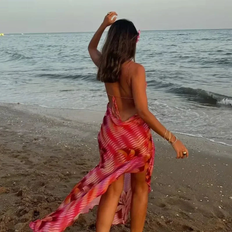 Floral Print Maxi Dress with Side Slit for Women