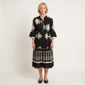 Floral Print Midi Dress with Tiered Skirt for Women