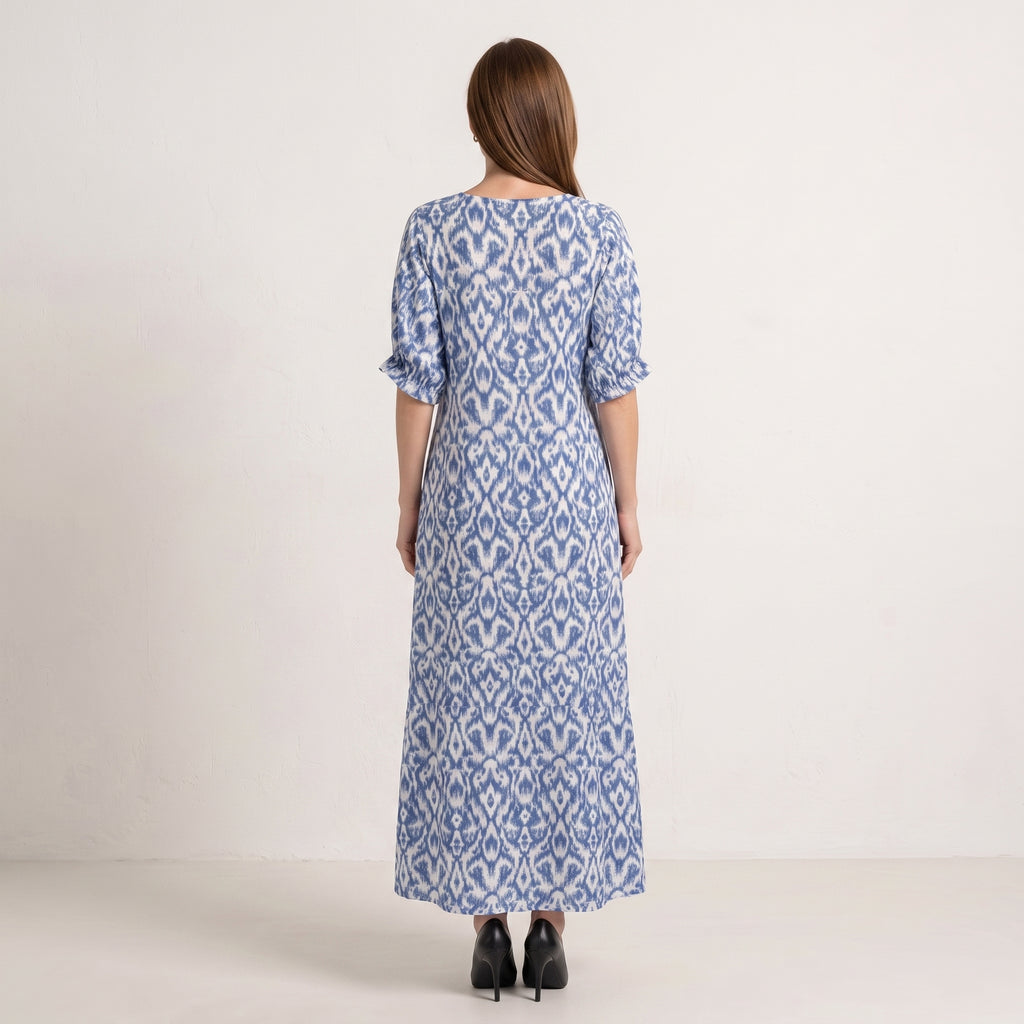 Relaxed Boho Maxi Dress with Tassel Tie V-Neck for Women