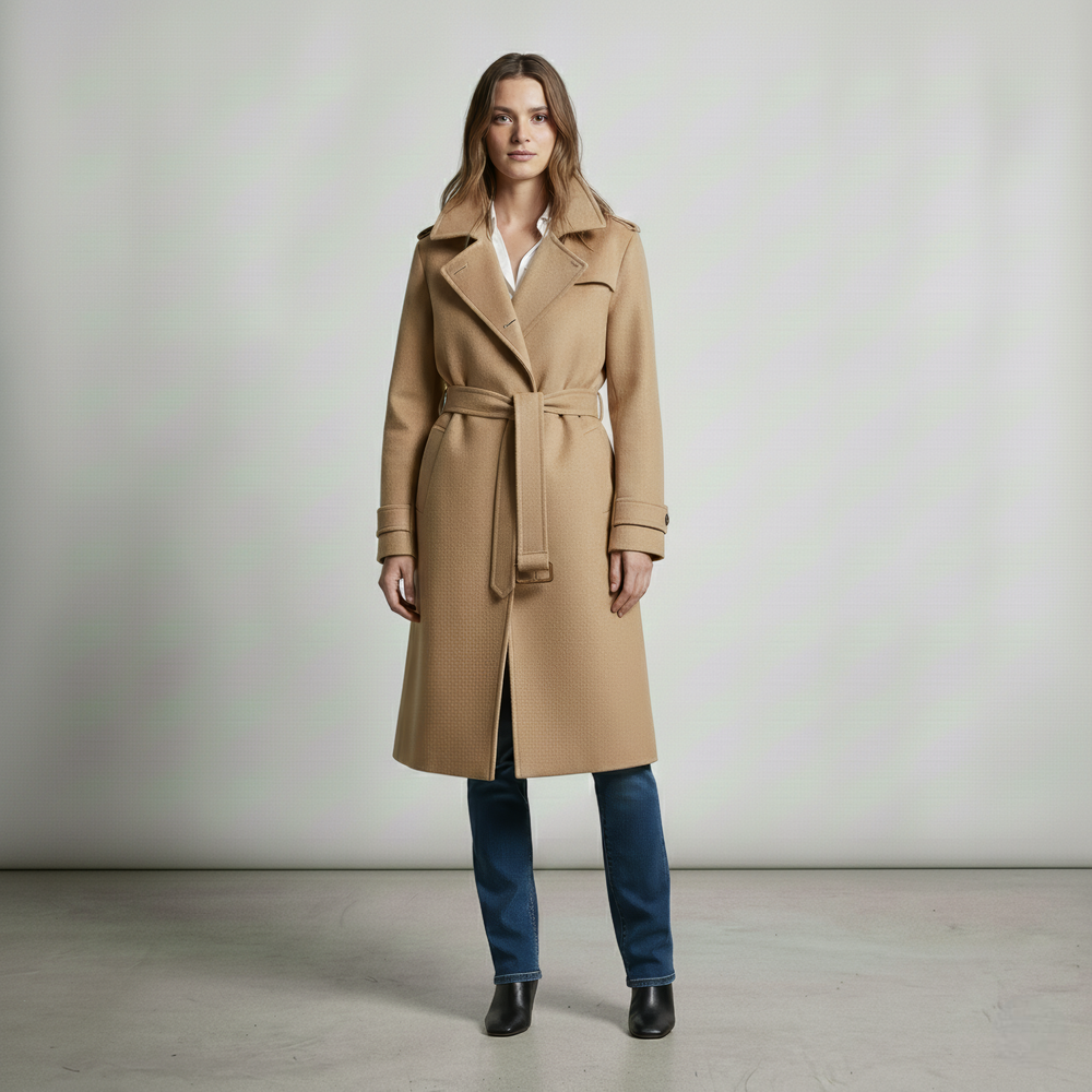 Elena | Elegant Winter Trench Coat With a High Collar