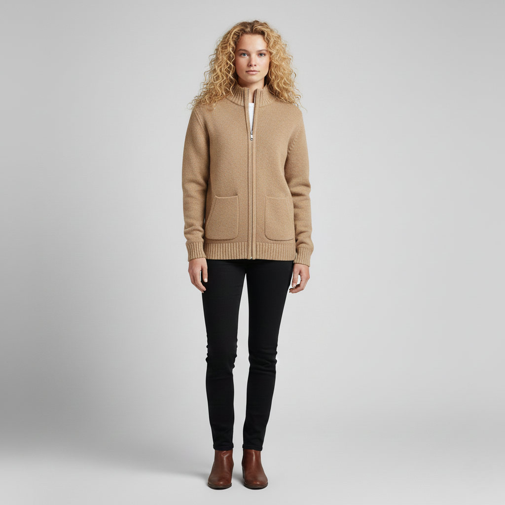 Julia | Merino Wool Cardigan With Pockets And Zipper