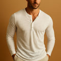 Henley Shirt with Long Sleeves and Button Neck for Men