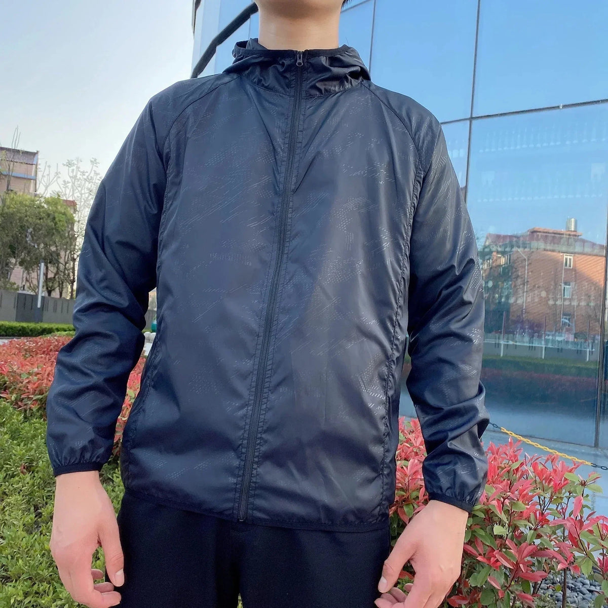 Lightweight Jacket with Hood and Elastic Cuffs for men