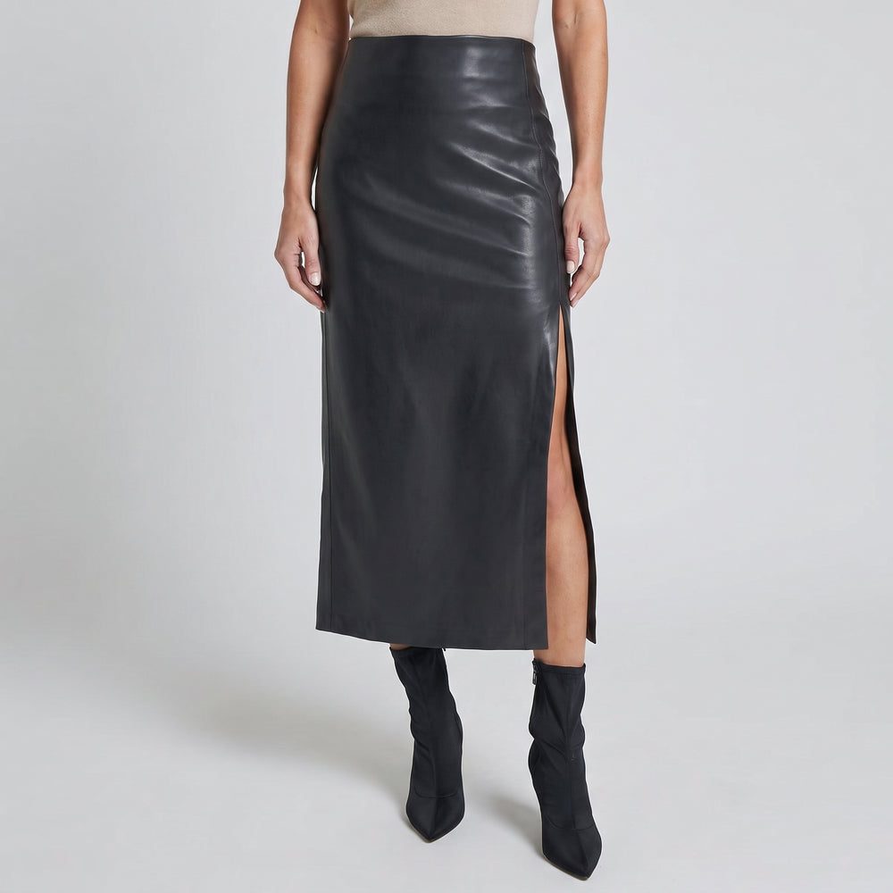 High-Rise Midi Skirt with Front Slit for Women