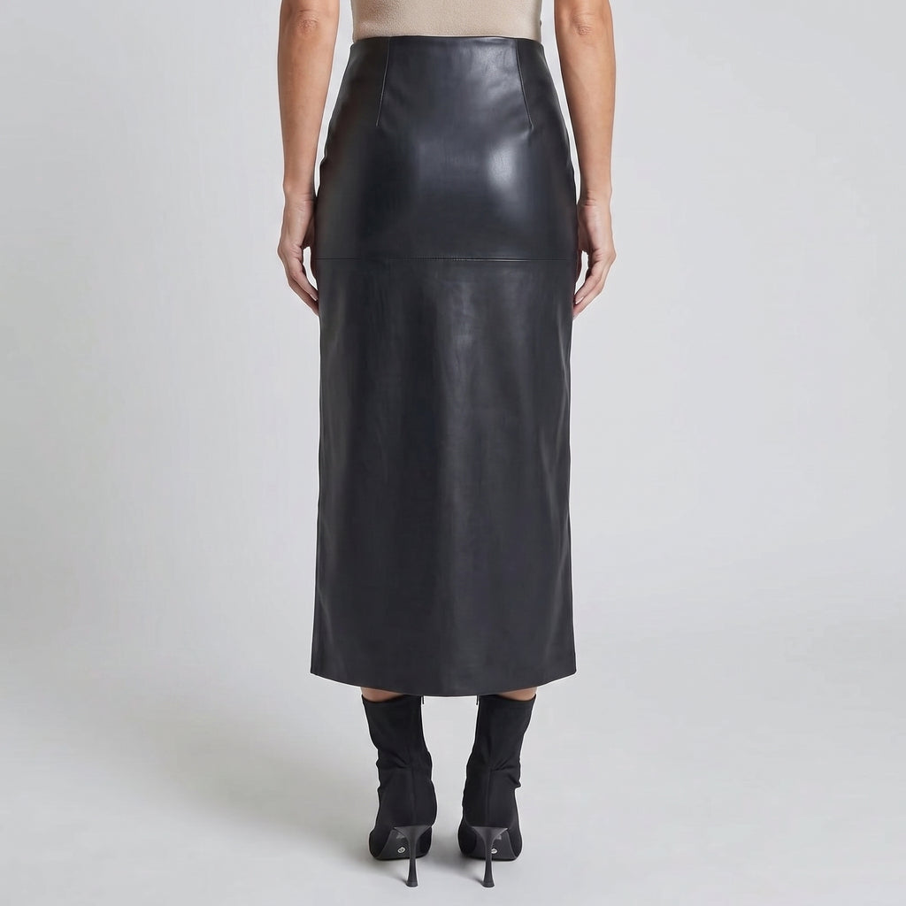 High-Rise Midi Skirt with Front Slit for Women