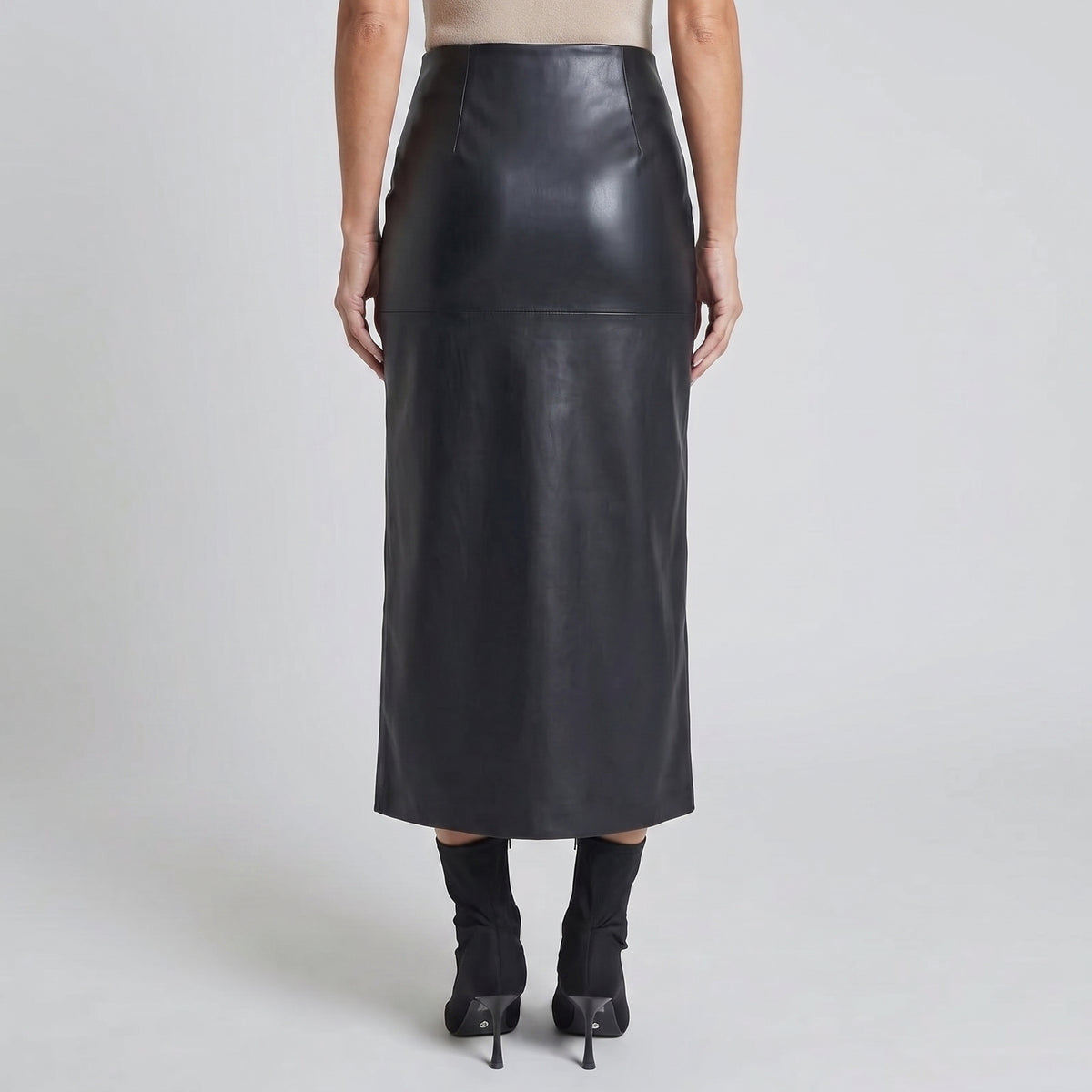 High-Rise Midi Skirt with Front Slit for Women