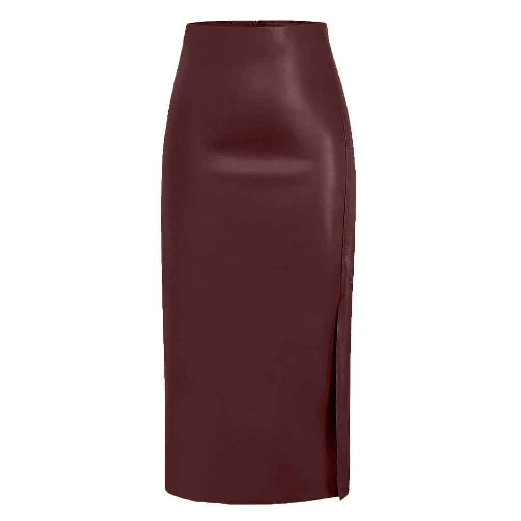 High-Rise Midi Skirt with Front Slit for Women