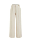 High-Rise Wide-Leg Trousers with Front Pleats for Women