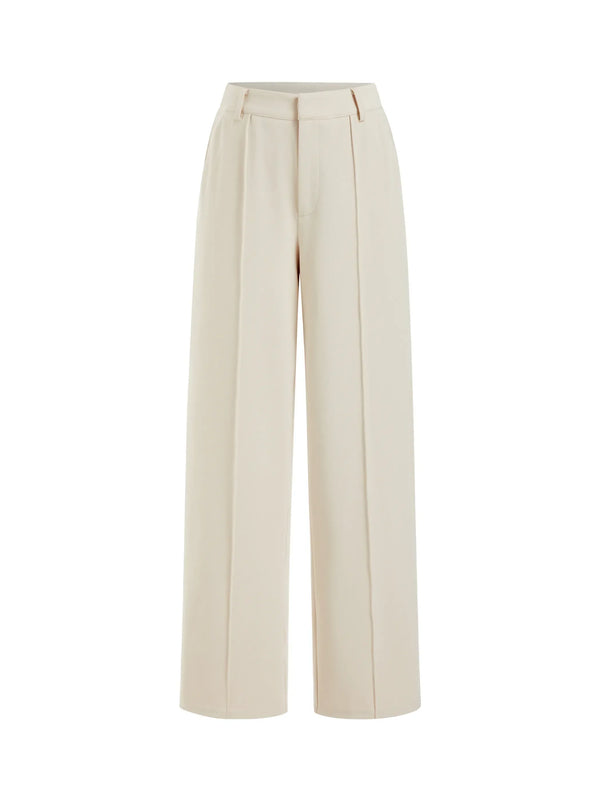 High-Rise Wide-Leg Trousers with Front Pleats for Women