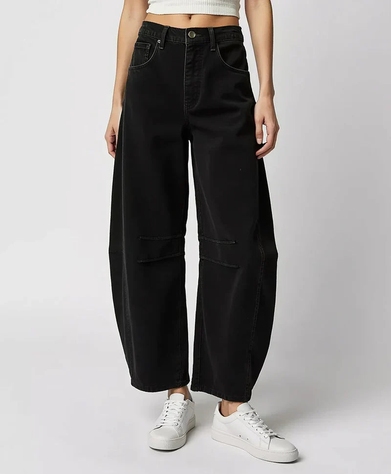 High-Waisted Jeans with Wide-Leg Cut for Women