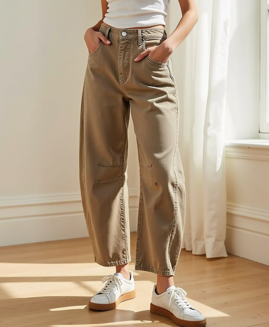 High-Waisted Jeans with Wide-Leg Cut for Women