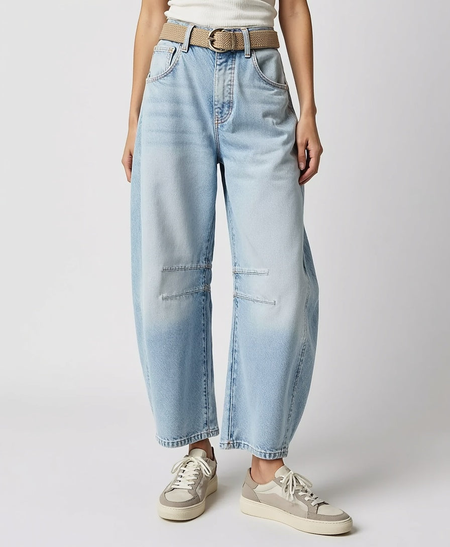 High-Waisted Jeans with Wide-Leg Cut for Women