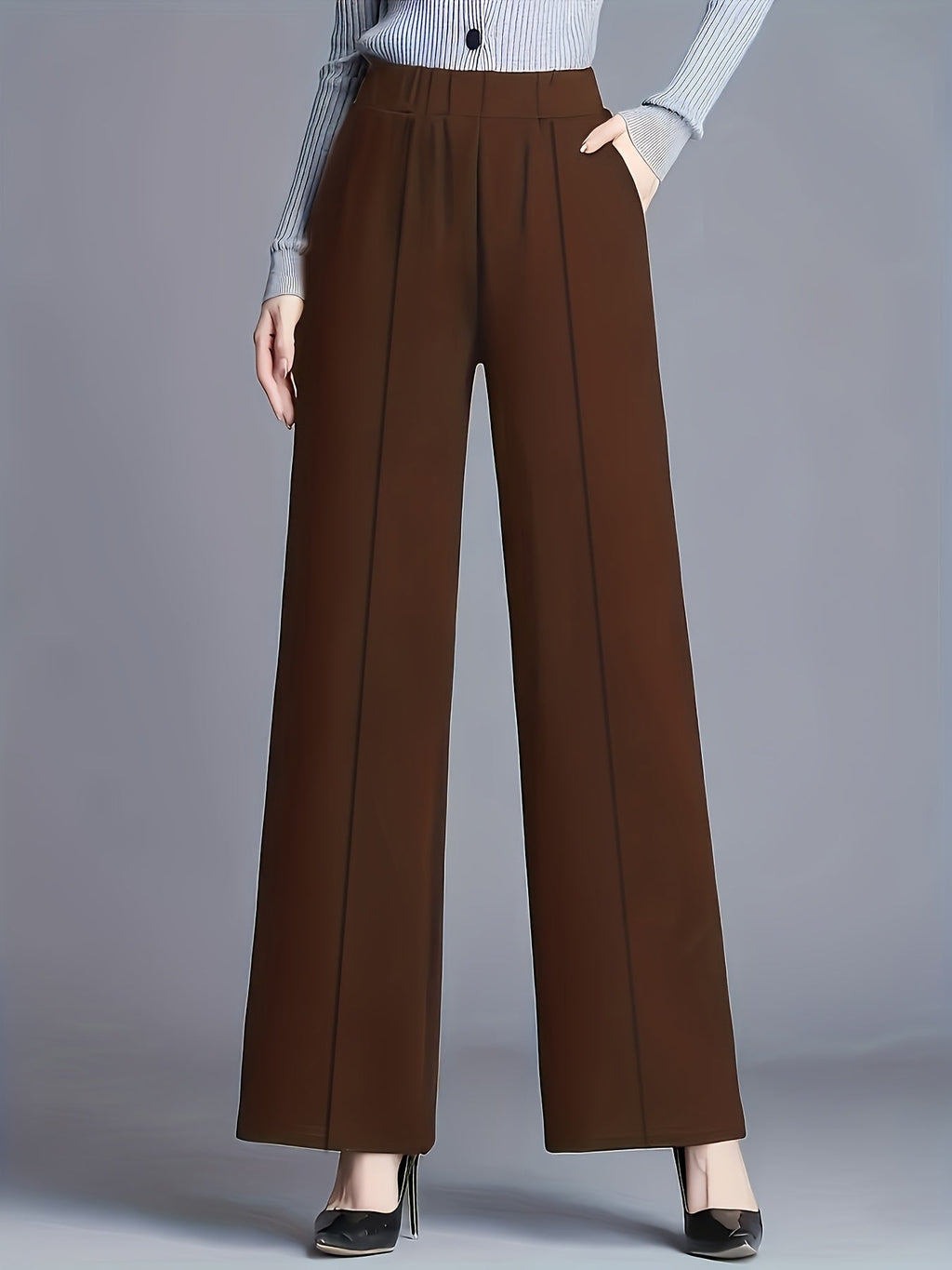 High Waisted Straight Leg Tailored Trousers for Womens
