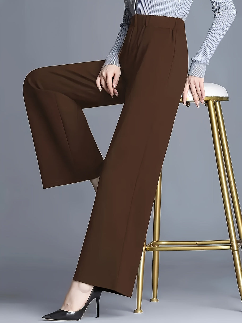High Waisted Straight Leg Tailored Trousers for Womens