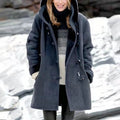 Hooded Coat with Toggle Front and Soft Lining for Womens