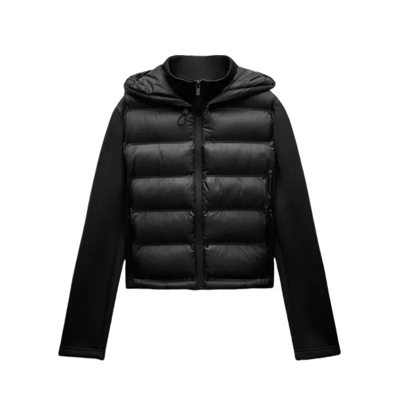 Hooded Padded Jacket with Quilted Body for Women