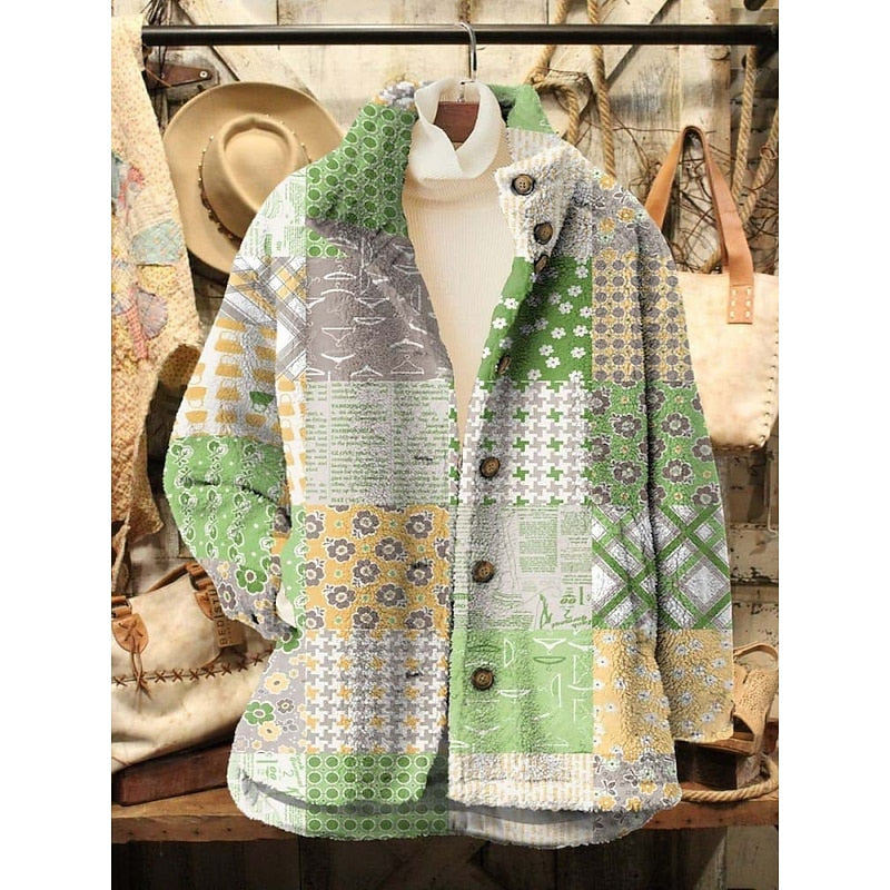 Jacket with Ornate Pattern and Button Front for Womens