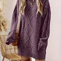 Jumper Dress with Cable Texture and Loose Fit for Womens