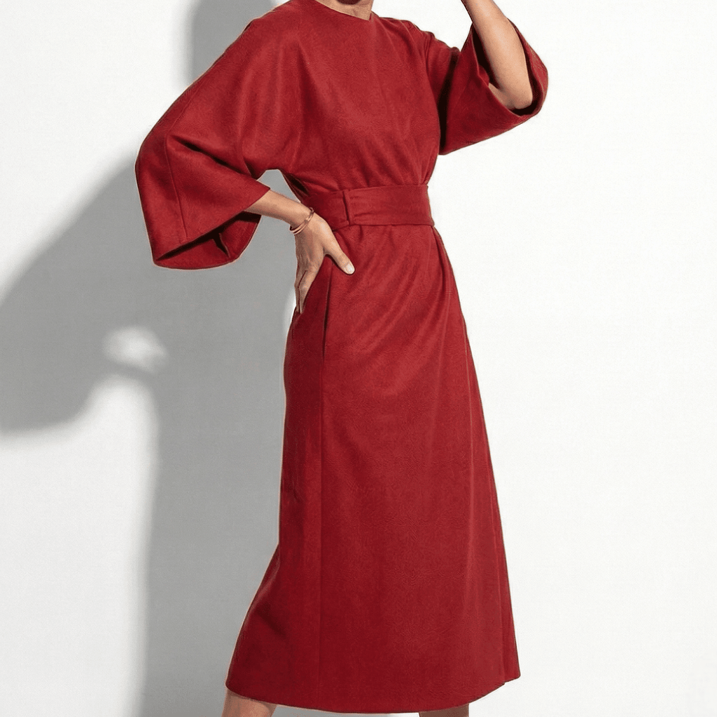 Maxi Dress with Kimono Sleeves and Waist Belt for women