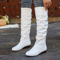 Knee High Boots with Slouch Detail and Low Heel for Womens