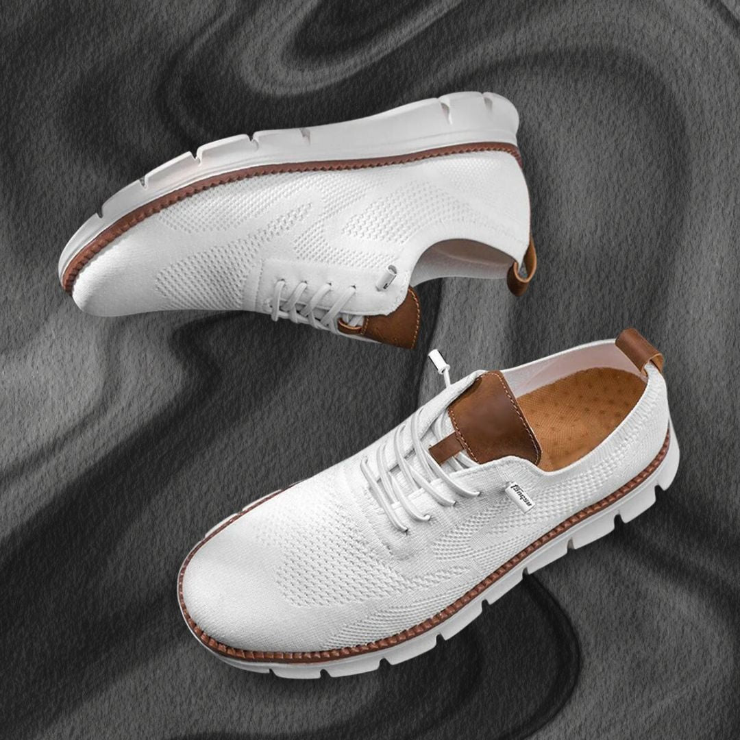 Knit Lace Up Trainers with Contrast Groove Sole for Men