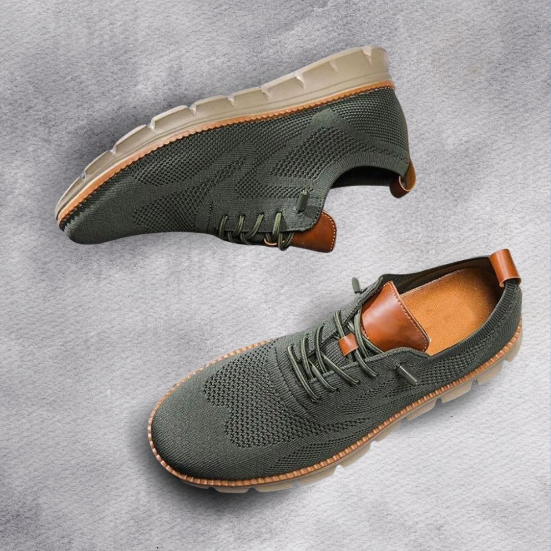 Knit Lace Up Trainers with Contrast Groove Sole for Men