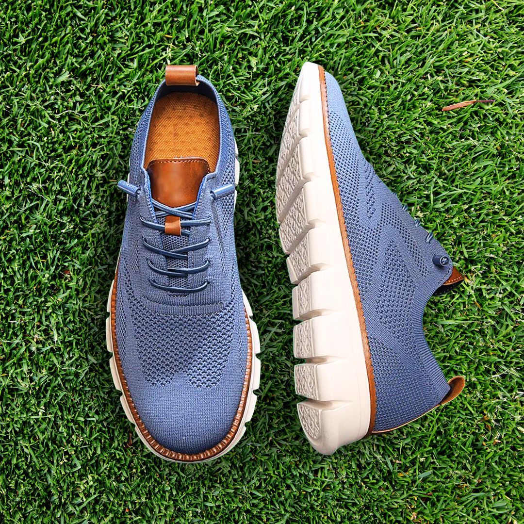 Knit Lace Up Trainers with Contrast Groove Sole for Men