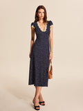 Lace-Trimmed Midi Dress with Polka Dot Pattern for Women