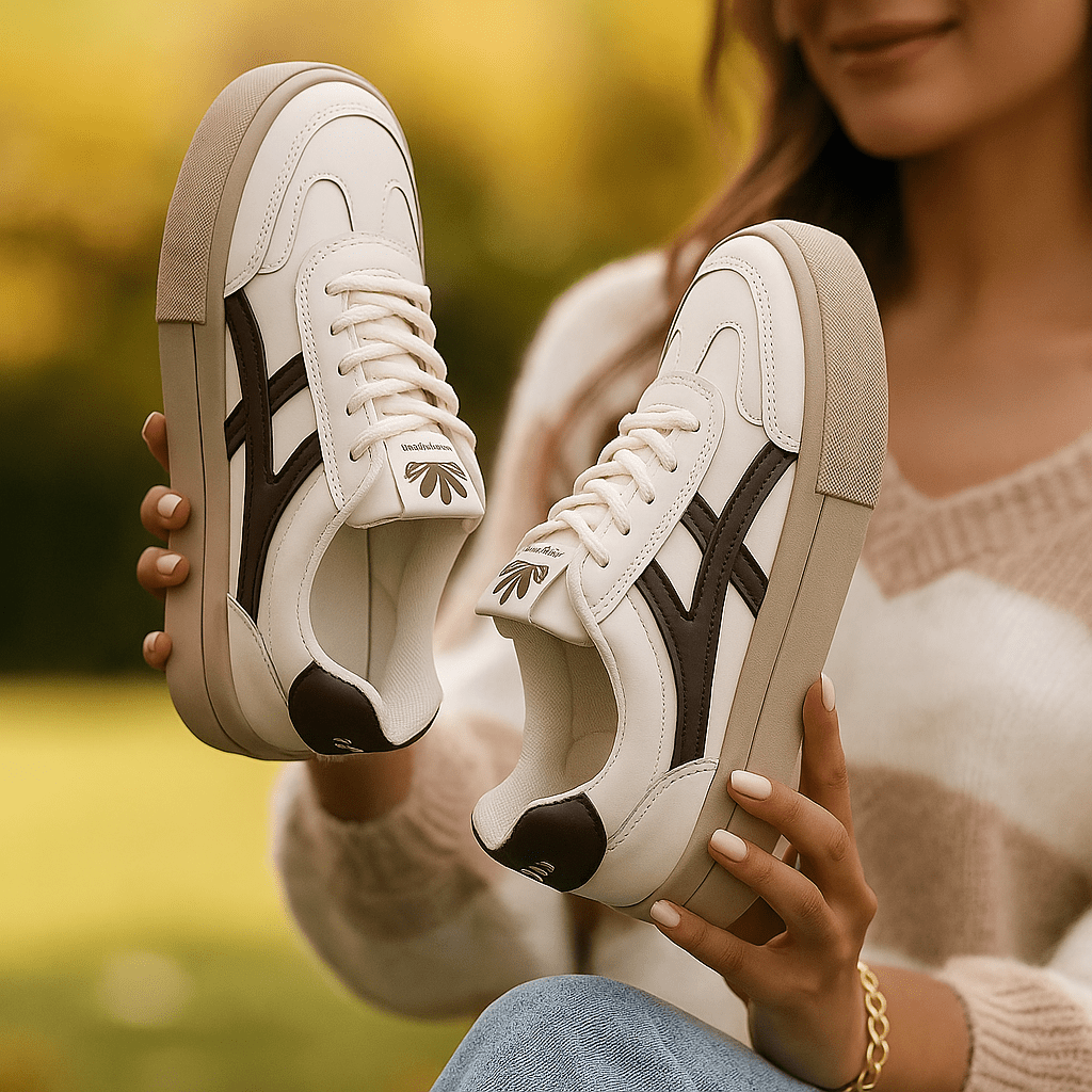 Layered Panel Casual Sneakers with Contrast Side Overlays for Women