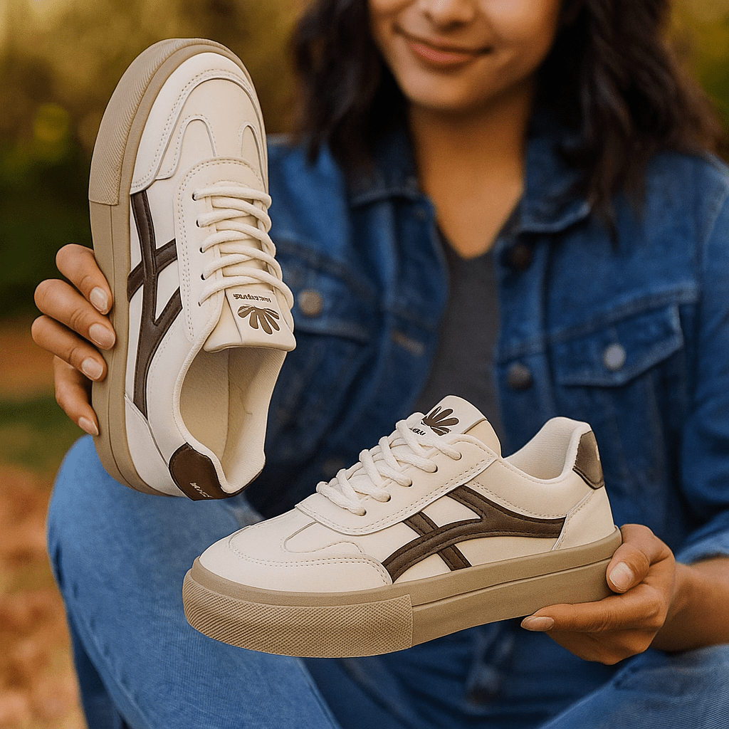 Layered Panel Casual Sneakers with Contrast Side Overlays for Women