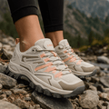 Layered Upper Trekking Shoes with Lugged Outsole for Women