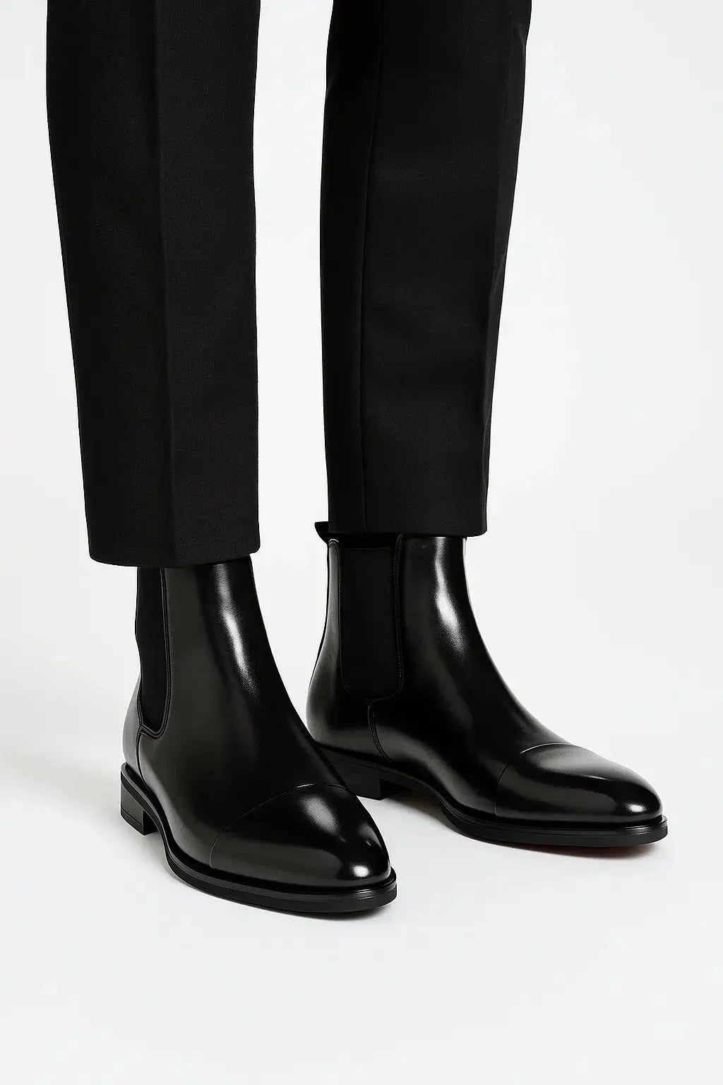 Leather Chelsea Boots with Elastic Side Panels for Men