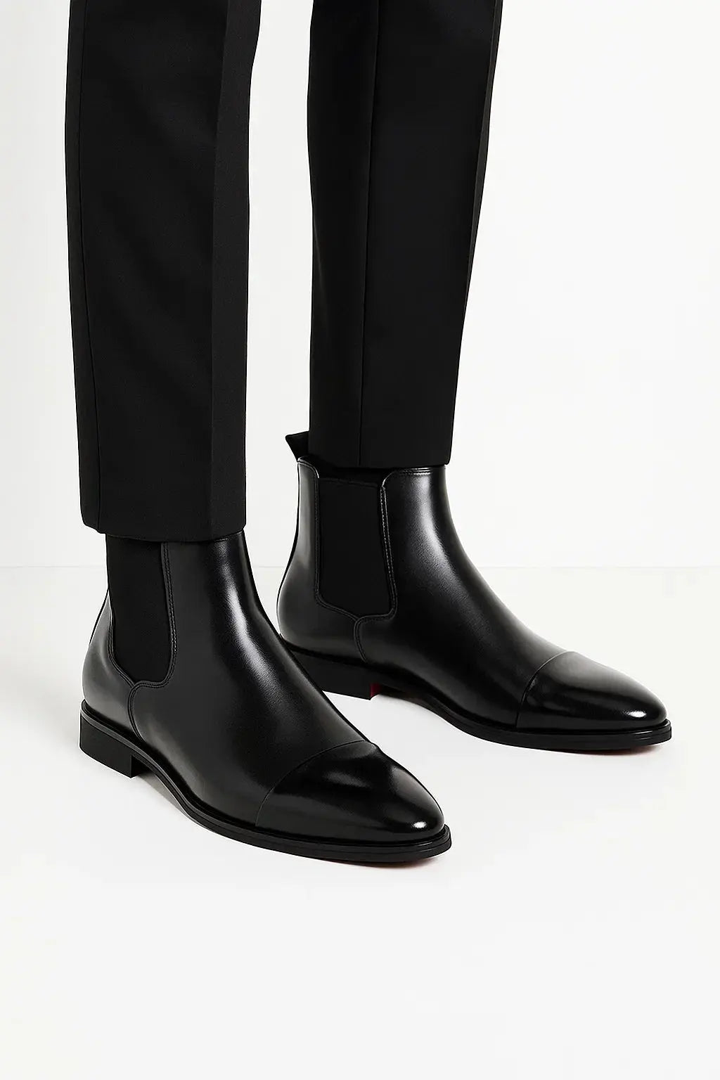 Leather Chelsea Boots with Elastic Side Panels for Men