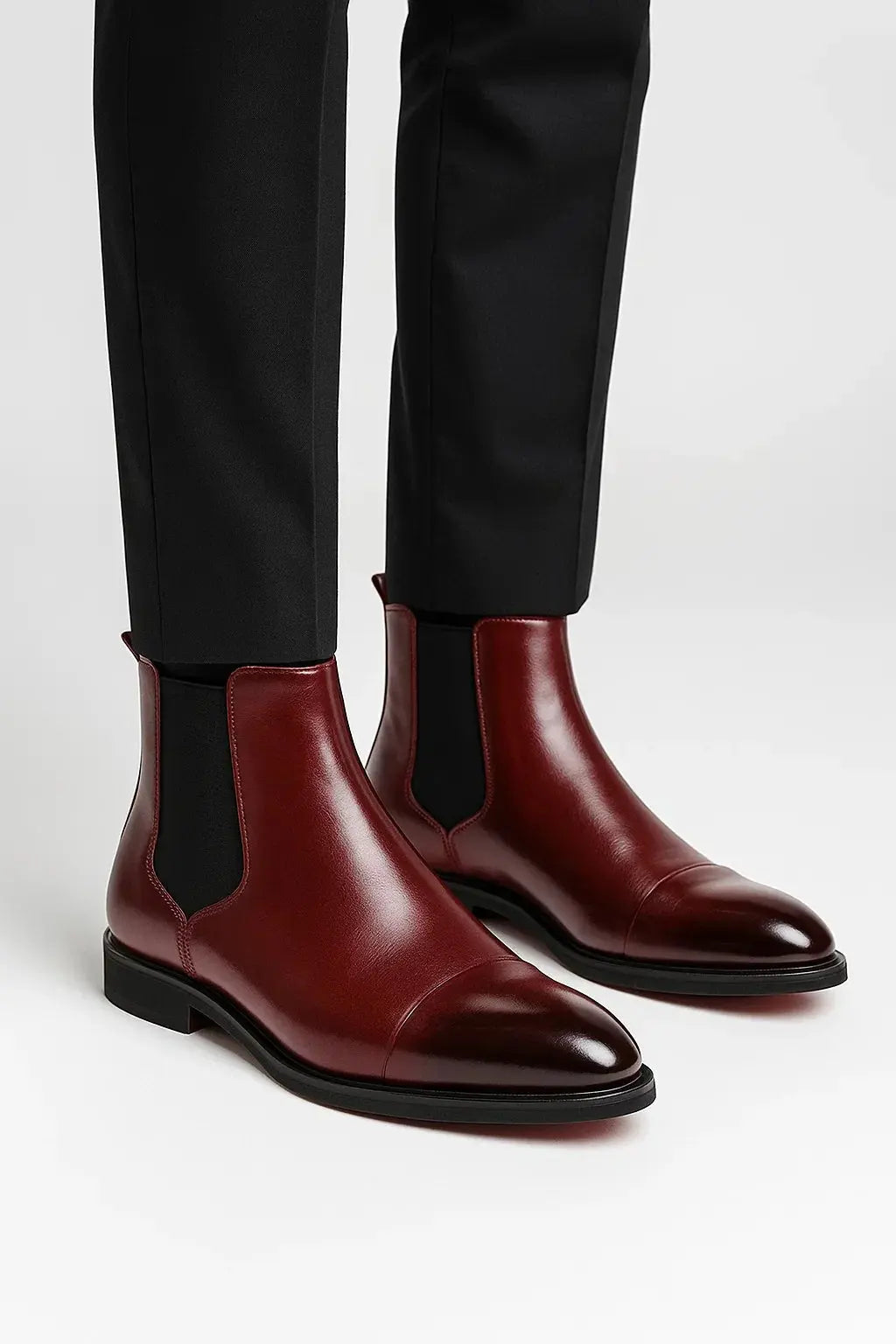 Leather Chelsea Boots with Elastic Side Panels for Men