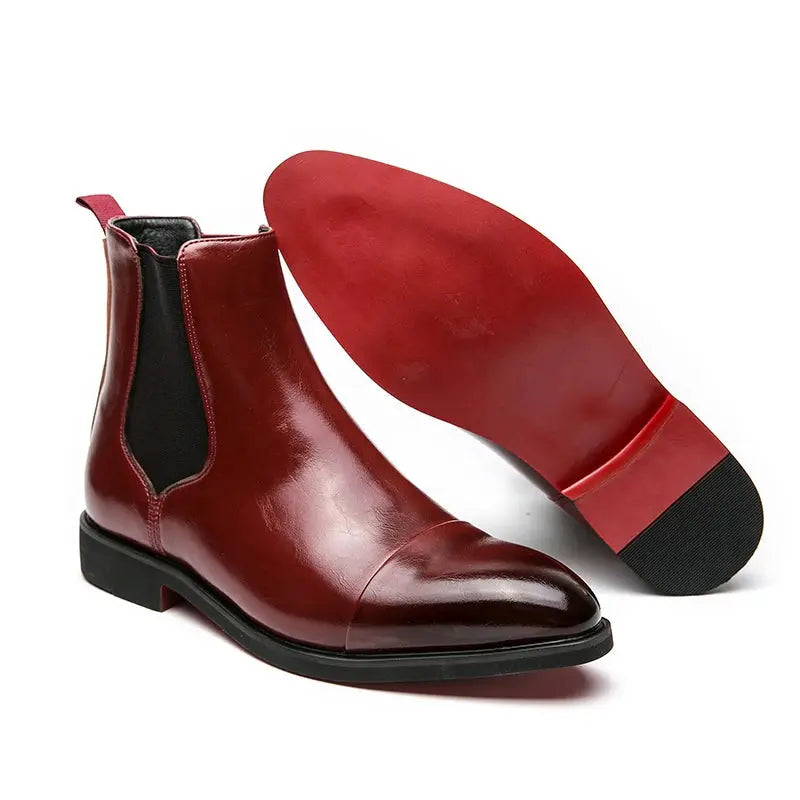 Leather Chelsea Boots with Elastic Side Panels for Men