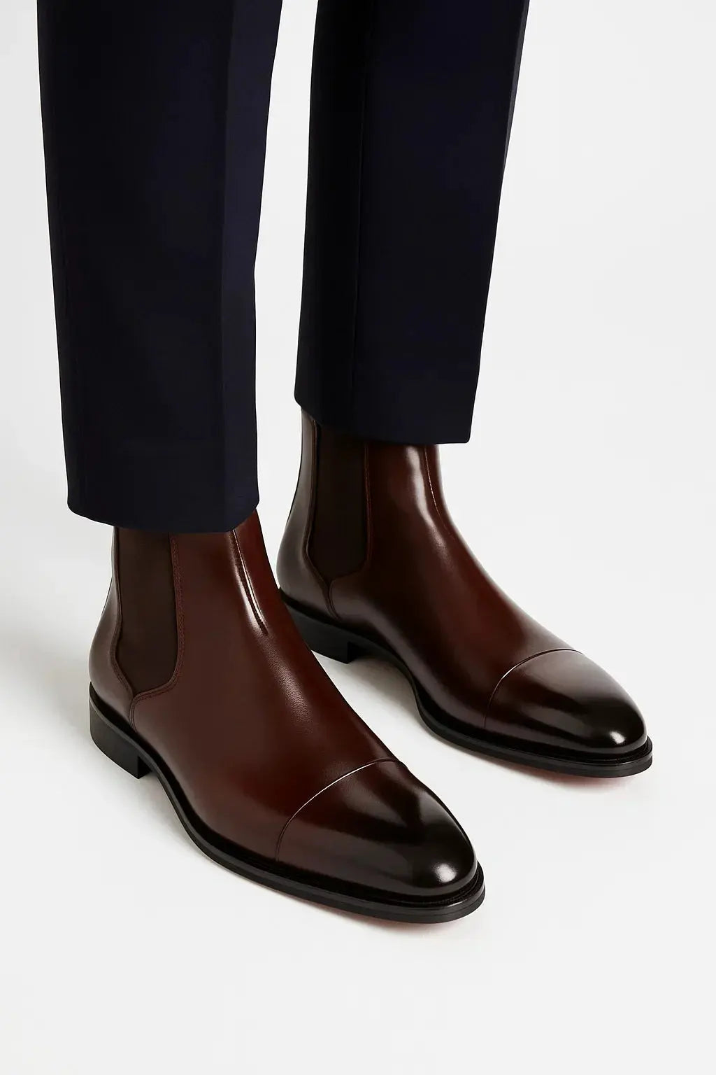 Leather Chelsea Boots with Elastic Side Panels for Men