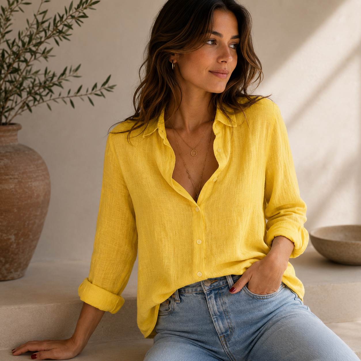 Livy | Linen Button-Up Blouse