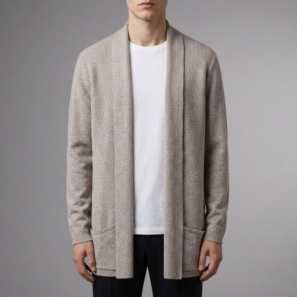 Longline Cardigan with Shawl Front and Pockets for men