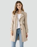 Madalena | Women’s Slim-Fit Lightweight Classic Trench Coat with Lapel Collar
