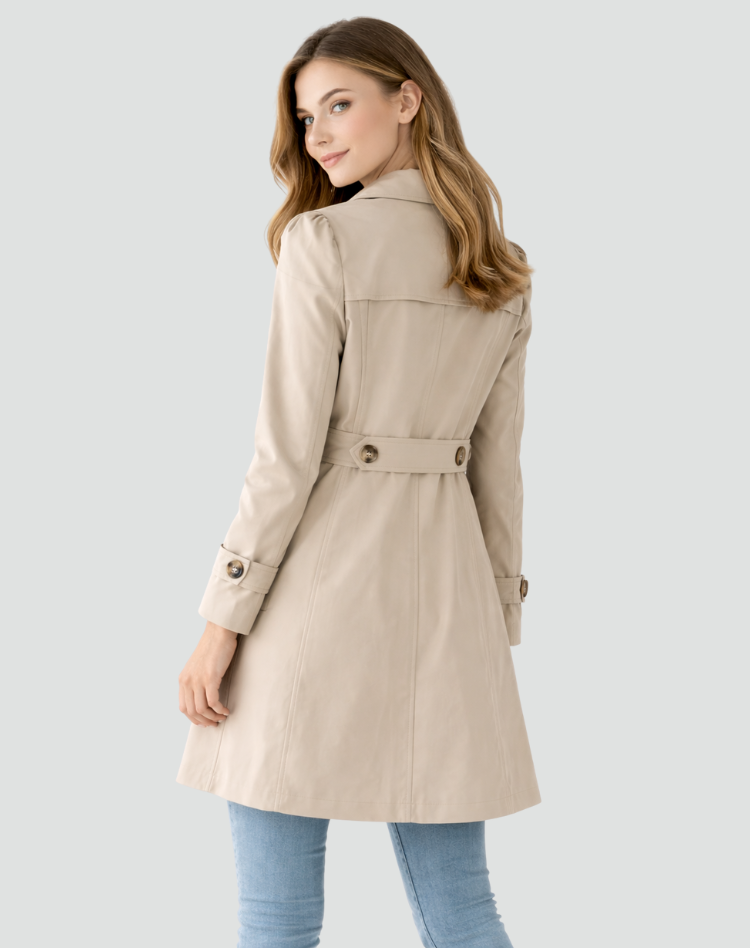 Madalena | Women’s Slim-Fit Lightweight Classic Trench Coat with Lapel Collar