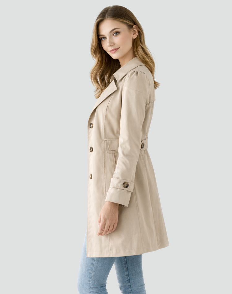Madalena | Women’s Slim-Fit Lightweight Classic Trench Coat with Lapel Collar