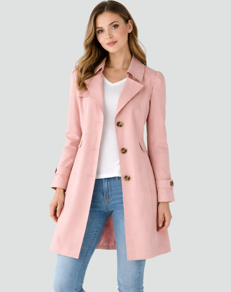 Madalena | Women’s Slim-Fit Lightweight Classic Trench Coat with Lapel Collar