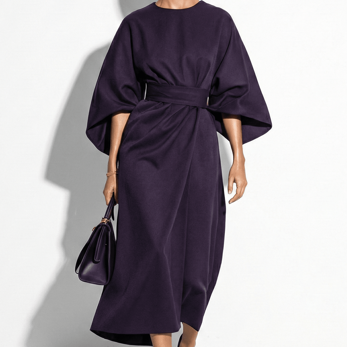 Maxi Dress with Kimono Sleeves and Waist Belt for women