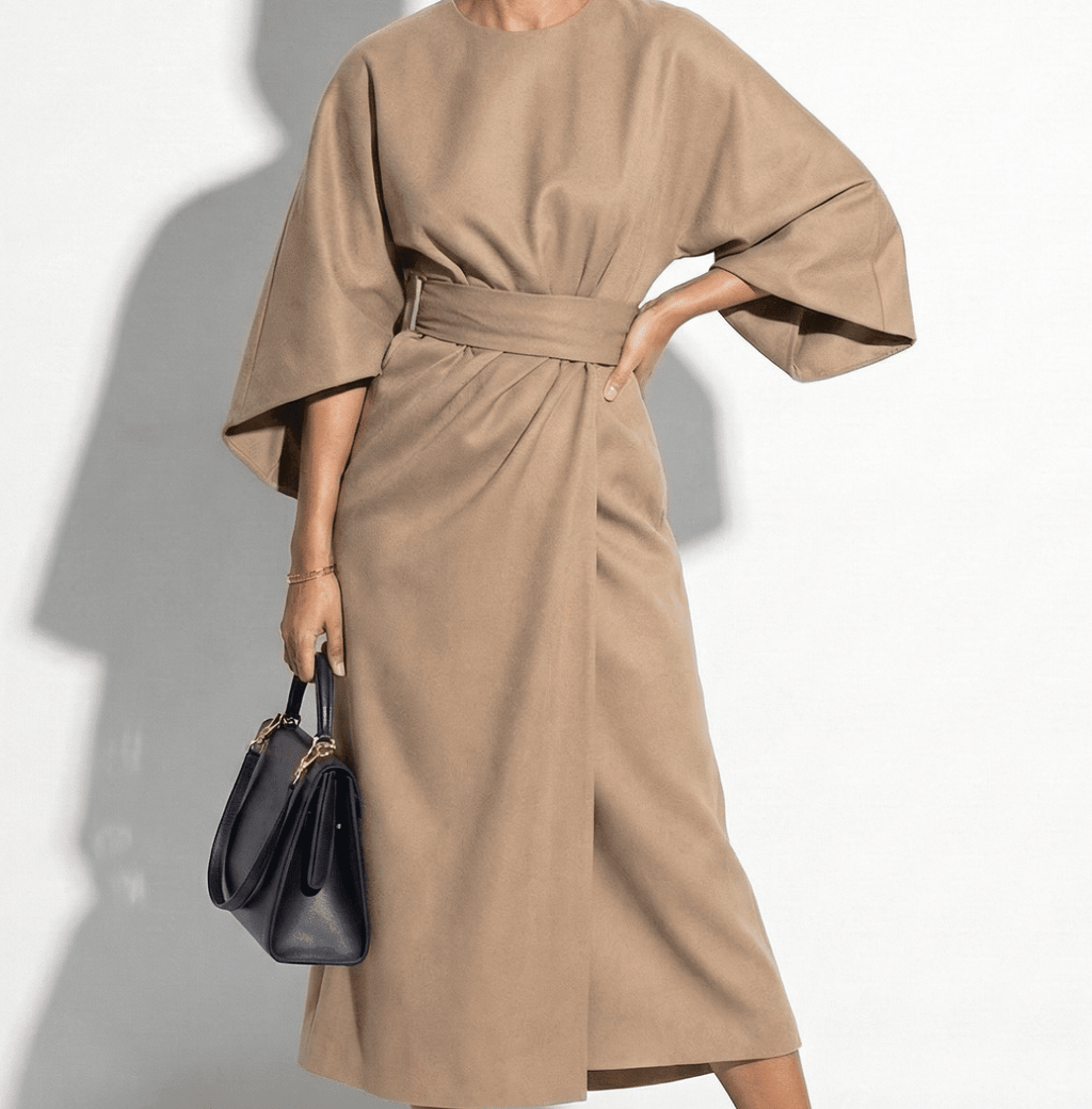 Maxi Dress with Kimono Sleeves and Waist Belt for women