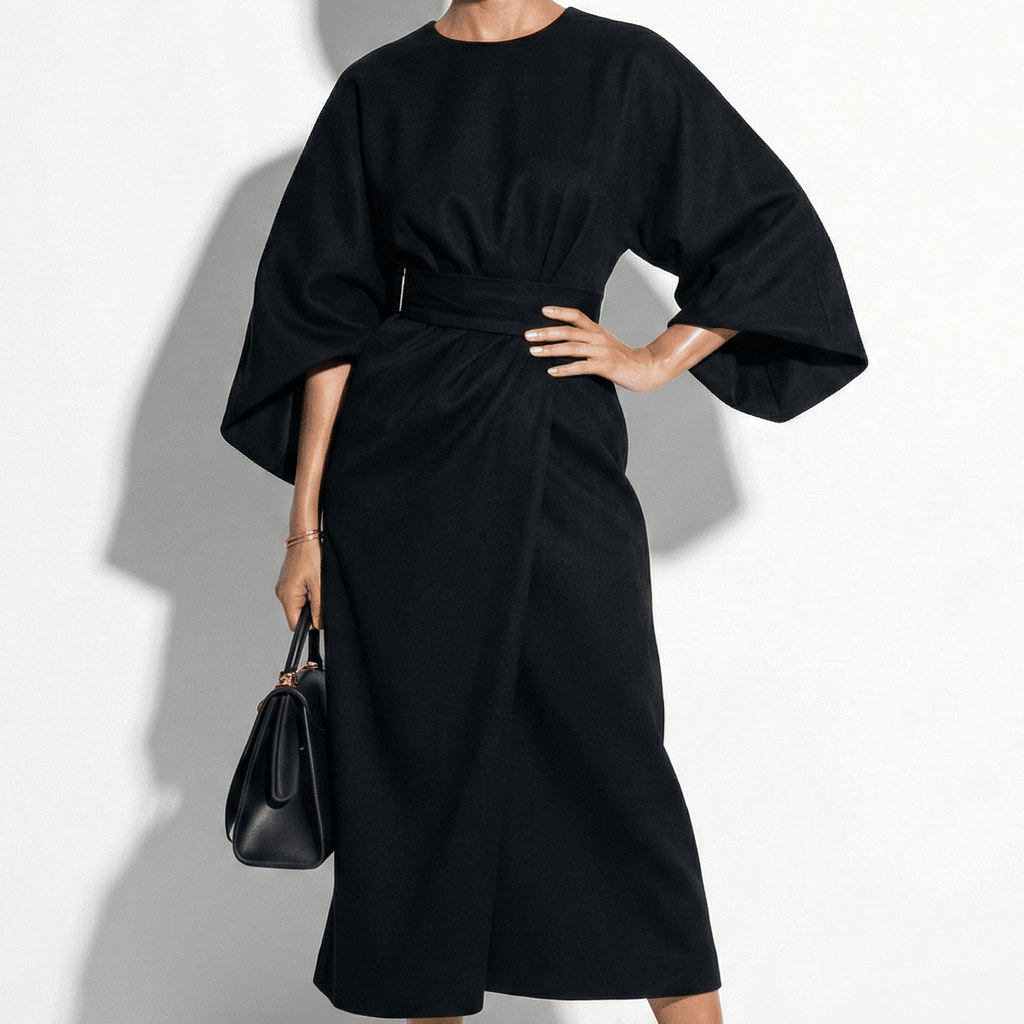 Maxi Dress with Kimono Sleeves and Waist Belt for women