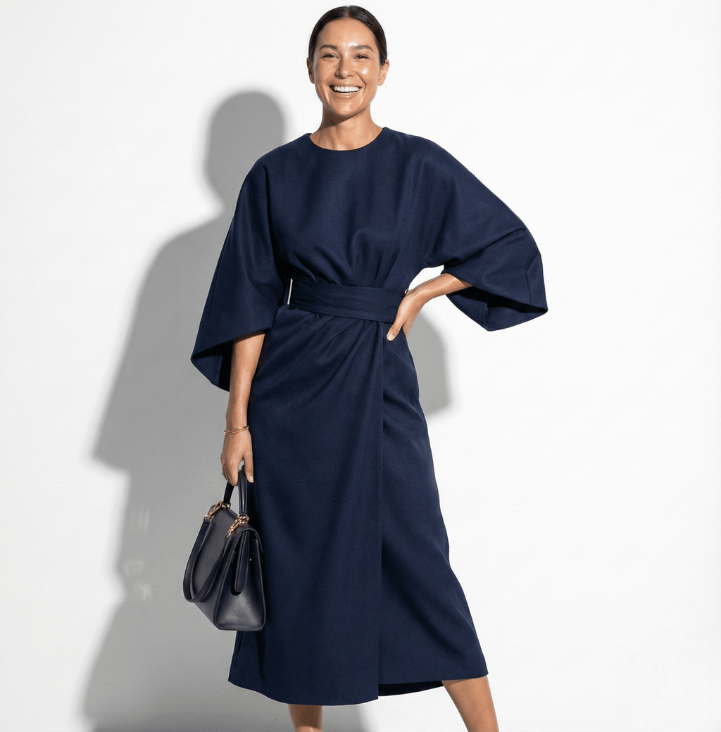 Maxi Dress with Kimono Sleeves and Waist Belt for women