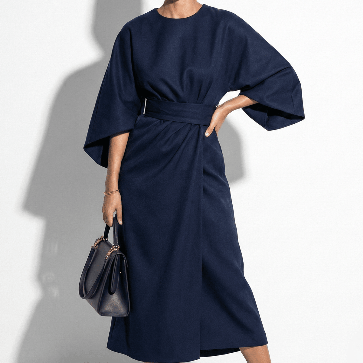 Maxi Dress with Kimono Sleeves and Waist Belt for women