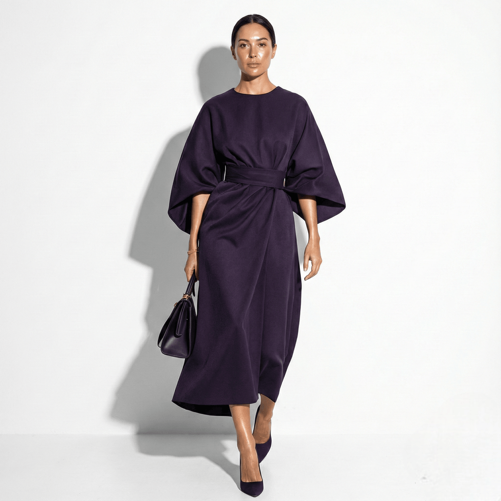 Maxi Dress with Kimono Sleeves and Waist Belt for women