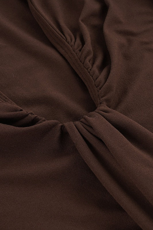 Maxi Dress with Plunge Neck and Ruched Waist for Womens