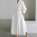Maxi Dress with Shirt Collar and Gathered Waist for Womens